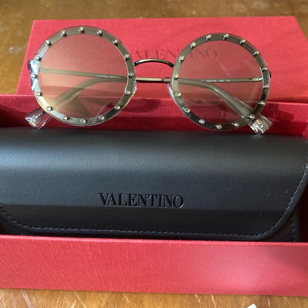 Valentino Women's Round Studded Sunglasses - Black